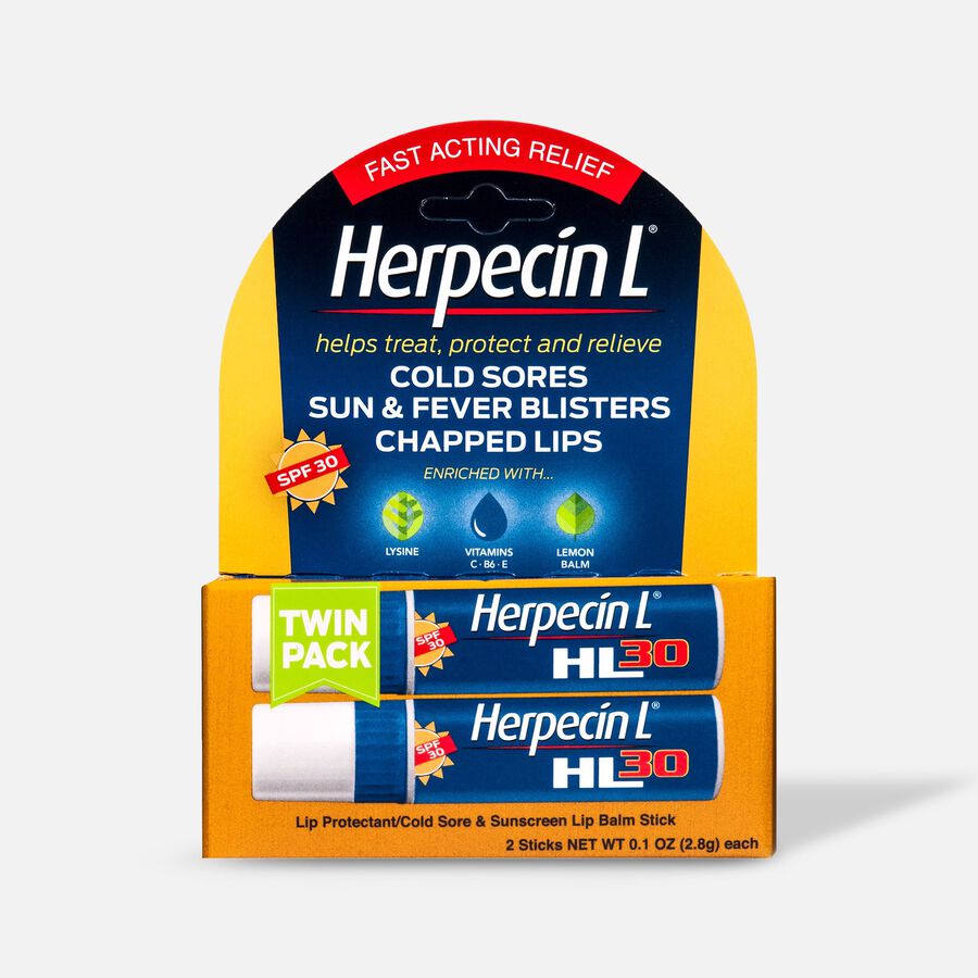 HerpecinL Lip Protectant Cold Sore & Sunscreen Lip Balm, TwinPack